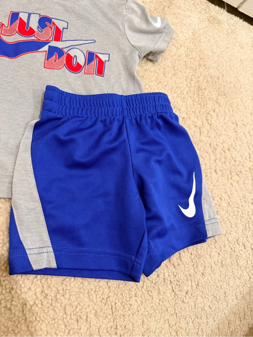 Nike Gray 'Just Do It' Tee with Royal Blue Athletic Shorts - Picture 3 of 5